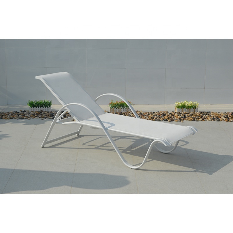 Hotel Outdoor Swinging Pool Sunlounger White Sling Chaise Lounge Chair For Beach