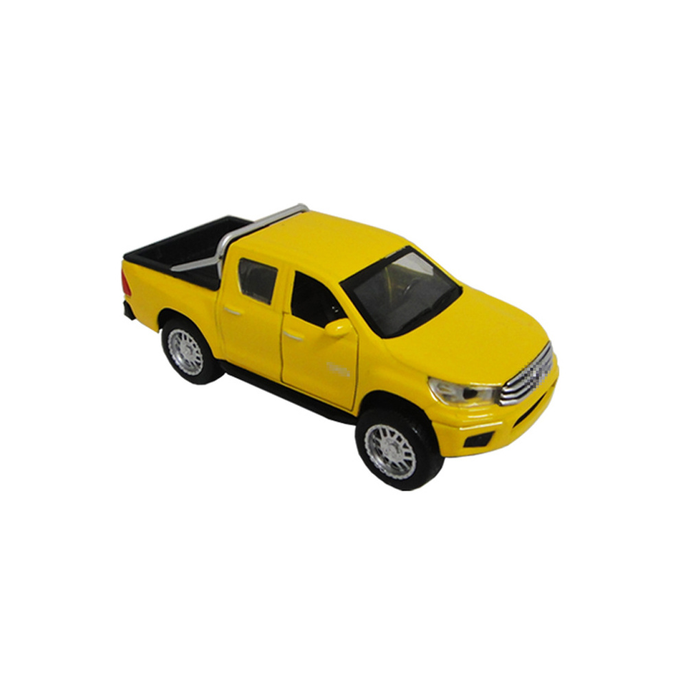 Pull Back Pickup Truck Toys Yellow Color 1/43 Metal Toyotaed Hiluxed Model Licensed Car Toys Truck For Children