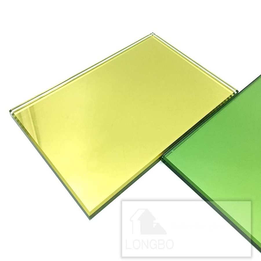 China glass factory 4 mm-12 mm gold  tinted  color reflective glass