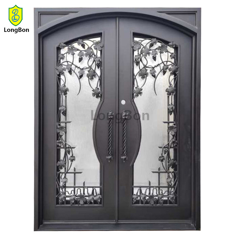 China cheap price modern internal fancy metal doors interior single leaf decorative glass wrought iron front entry door