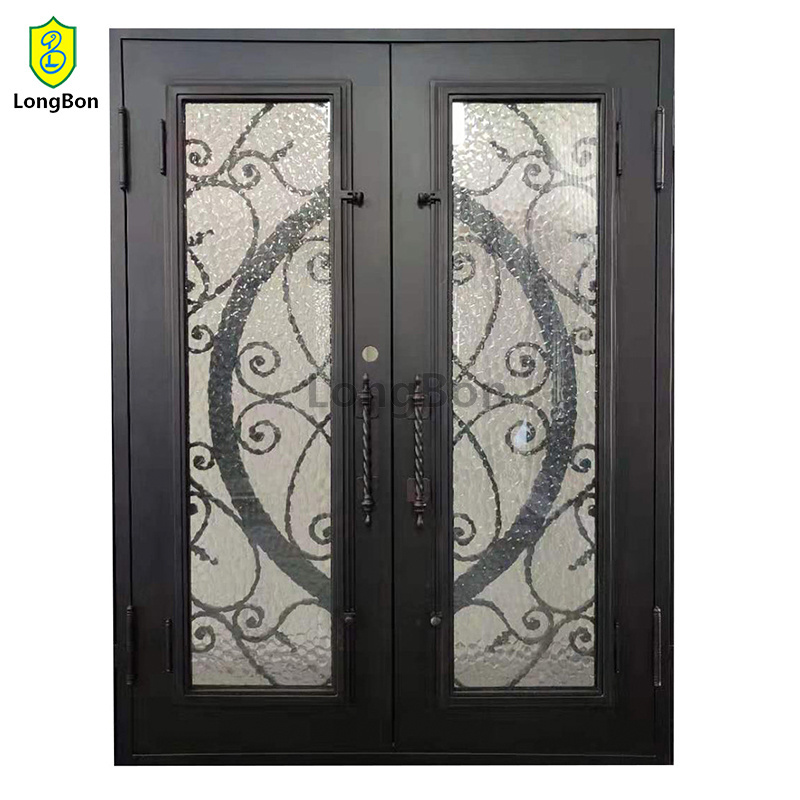 Doors Exterior Iron American Entrance Security Steel French Doors Double Glazed Glass Front Entry Door Made in China Decoration