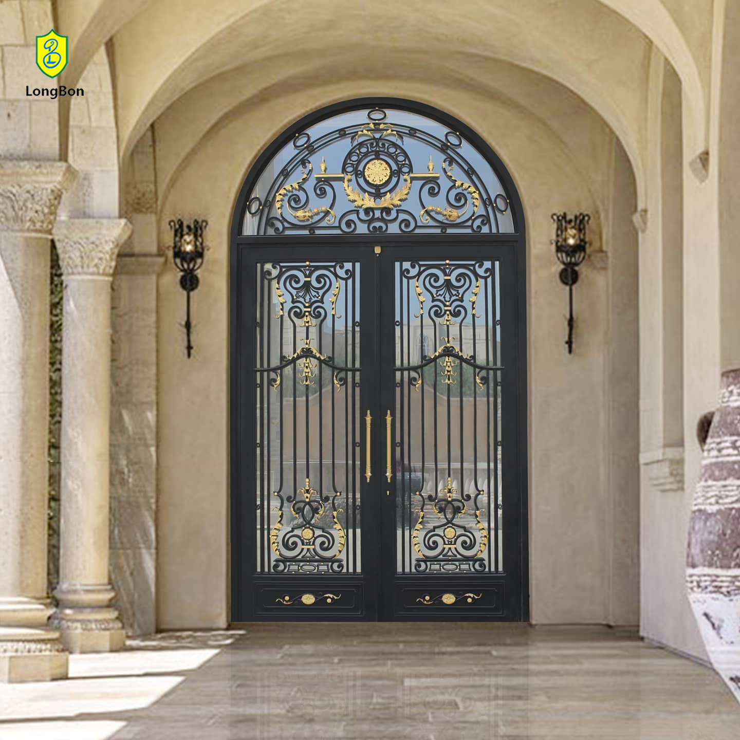 boundary wall gate design iron exterior doors with handle lock