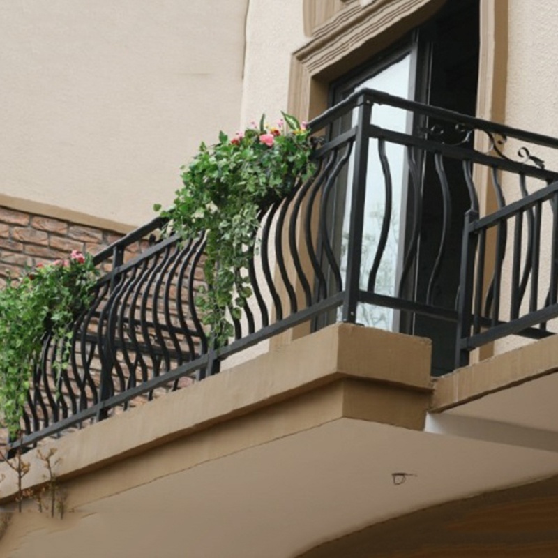 Outside Banister Terrace Railings Galvanized Residential Metal Balcony Guardrail Square Tubular  Design Porch Railing for europe