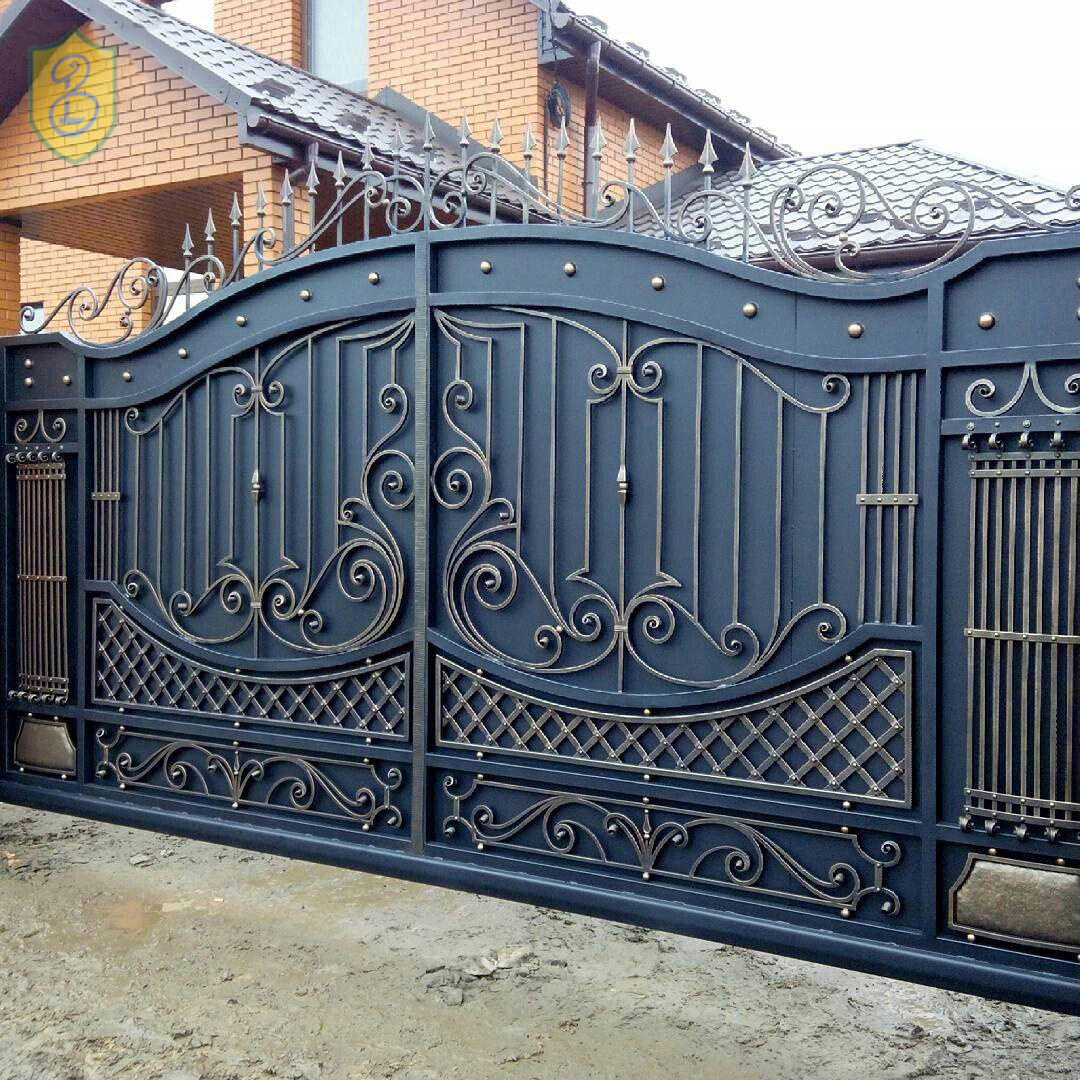 Customized wrought iron garden gate, steel house main gate design steel front gates for home