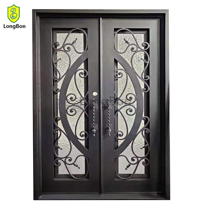 Doors Exterior Iron American Entrance Security Steel French Doors Double Glazed Glass Front Entry Door Made in China Decoration