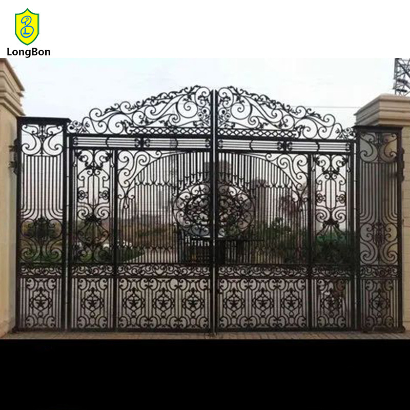 Antique design classical wrought iron entrance gate security decorative home entry double iron gate