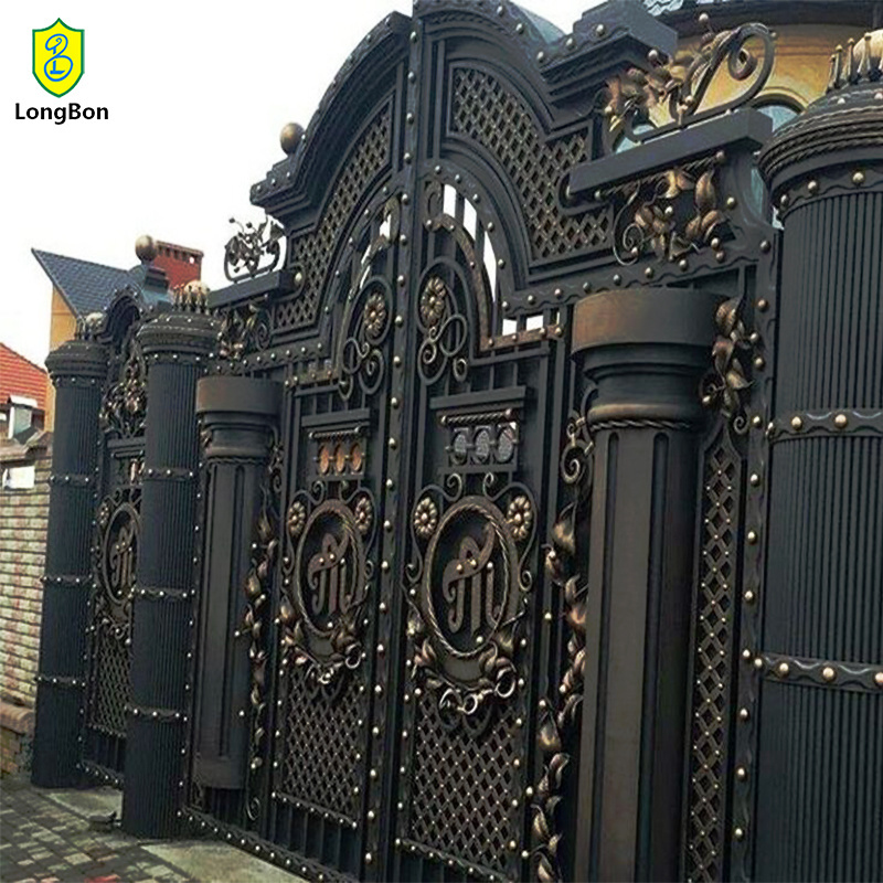 Antique design classical wrought iron entrance gate security decorative home entry double iron gate