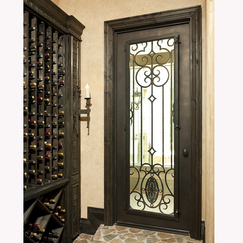 Simple wrought iron wine cellar door price