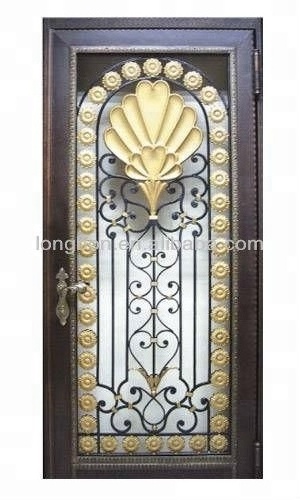 Hand forged ornamental wrought iron french door