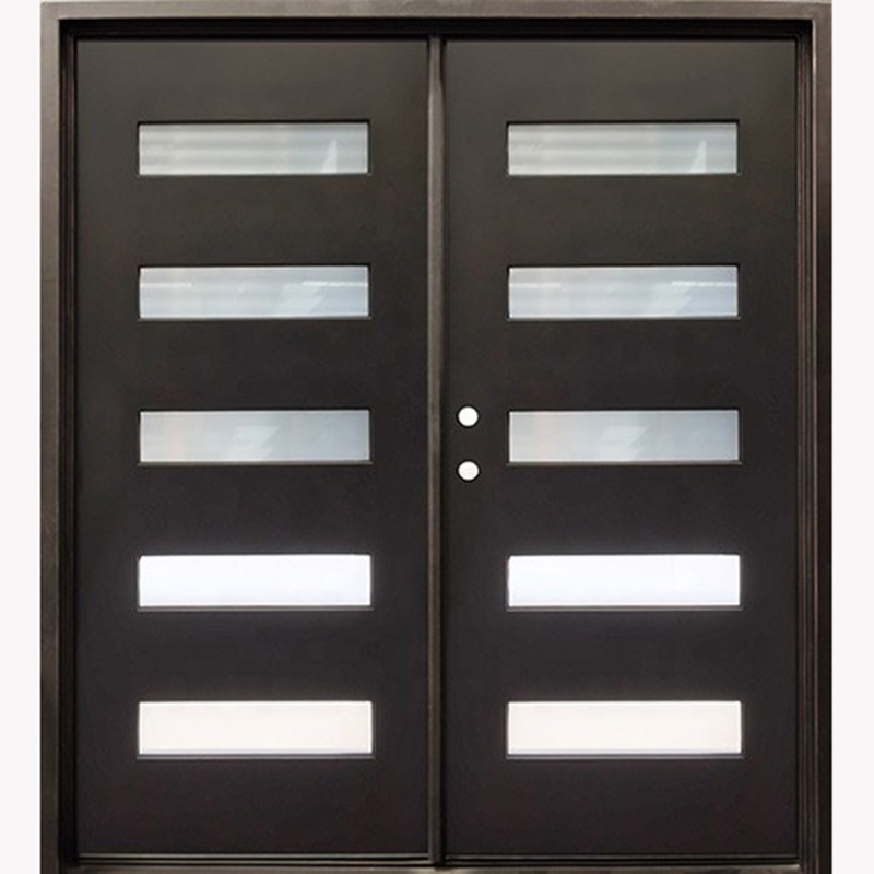 Design High Quality Low Price Double Exterior Security Steel Door Price Luxury Entry Doors Wrought Iron Double Doors Swing Glass