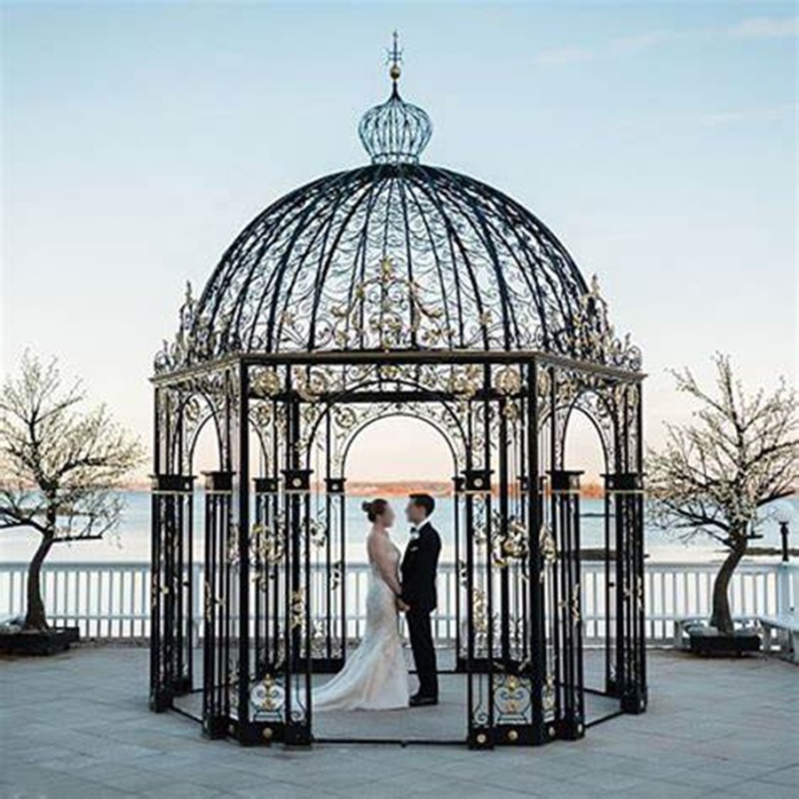 European style Outdoor gazebo wrought cast iron pavilion wedding decorations  for sale