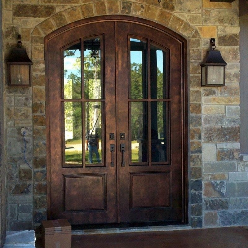 Hand forged ornamental wrought iron french door