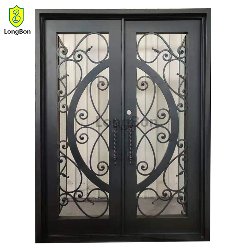 Doors Exterior Iron American Entrance Security Steel French Doors Double Glazed Glass Front Entry Door Made in China Decoration