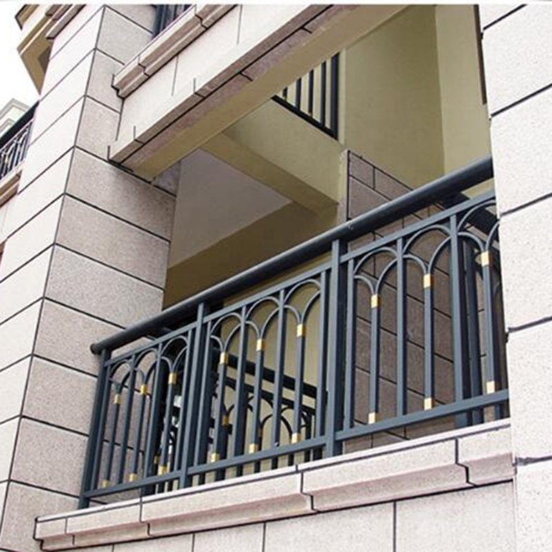 Outside Banister Terrace Railings Galvanized Residential Metal Balcony Guardrail Square Tubular  Design Porch Railing for europe