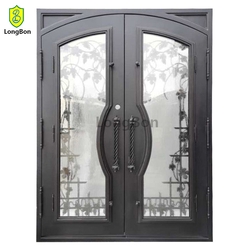 China cheap price modern internal fancy metal doors interior single leaf decorative glass wrought iron front entry door