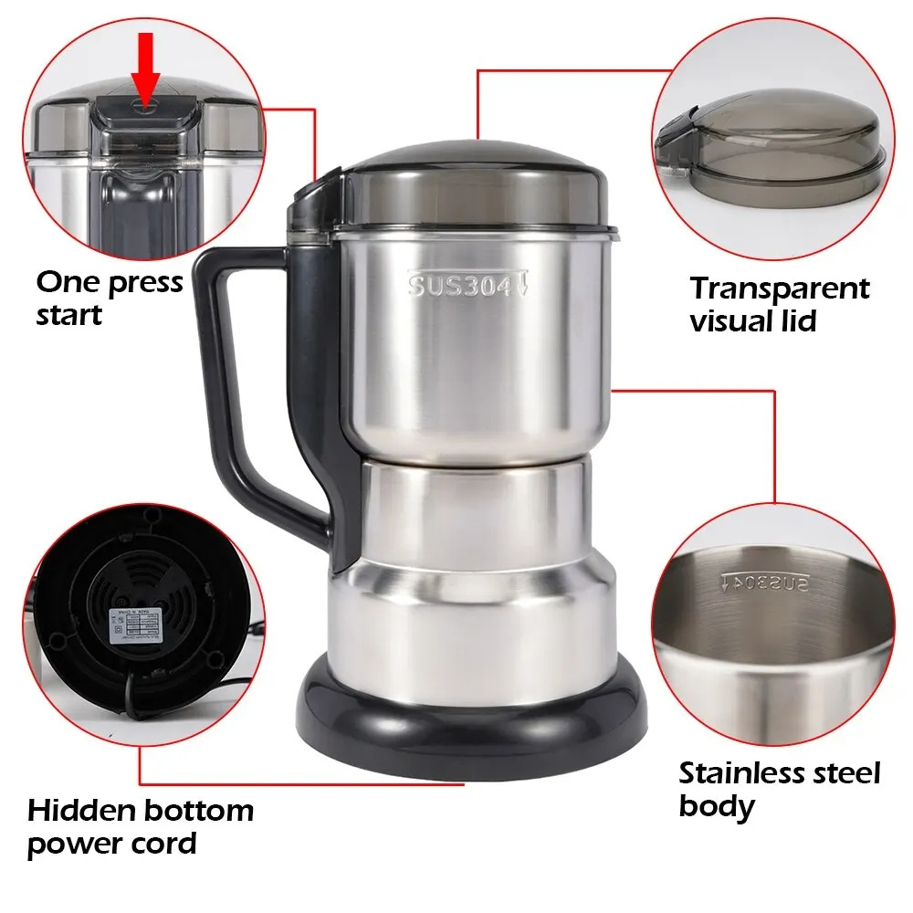 High Power Electric Coffee Grinders Kitchen Cereal Nuts Beans Spices Grains Grinder Machine Multifunctional Home Coffee Grinder