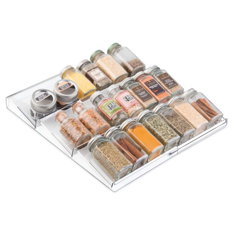 3 Tiered Shelf organizer Spice Storage Clear Pantry shelves Seasoning Kitchen Cabinet Cupboard Pantry Spice Rack Organizer