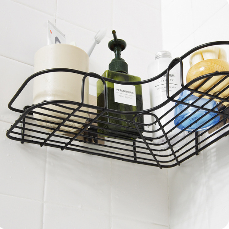 Adhesive No Drilling Corner Shower Caddy Shelf Organizer Iron Rustproof  Wall Mounted Bathroom Shelf Storage Organizer