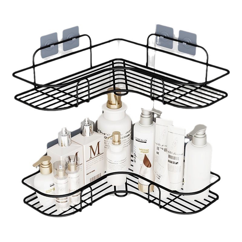 Adhesive No Drilling Corner Shower Caddy Shelf Organizer Iron Rustproof  Wall Mounted Bathroom Shelf Storage Organizer