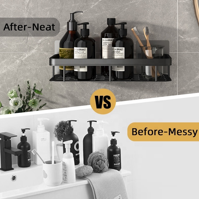 Corner Caddy Holder Adhesive Shower Shelve Rustproof Wall Mounted Stainless Steel Shower Rack Shampoo Organizer for Bathroom