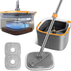 360 Rotating Square Automatic Mop with Bucket Floor Cleaning Mop Separation Dirty Clean Water Self Wringing