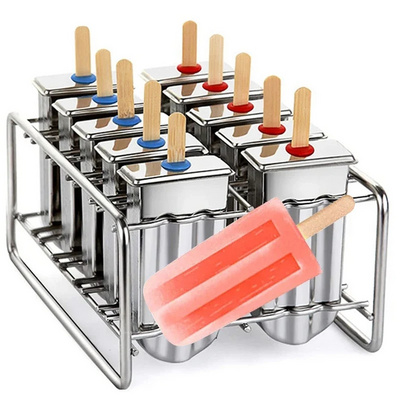 Ice Lolly Mold Stainless Steel Popsicle Mold Rack Frozen Lolly Popsicle Ice Pop Maker DIY Ice Cream Mold with Popsicle Holder