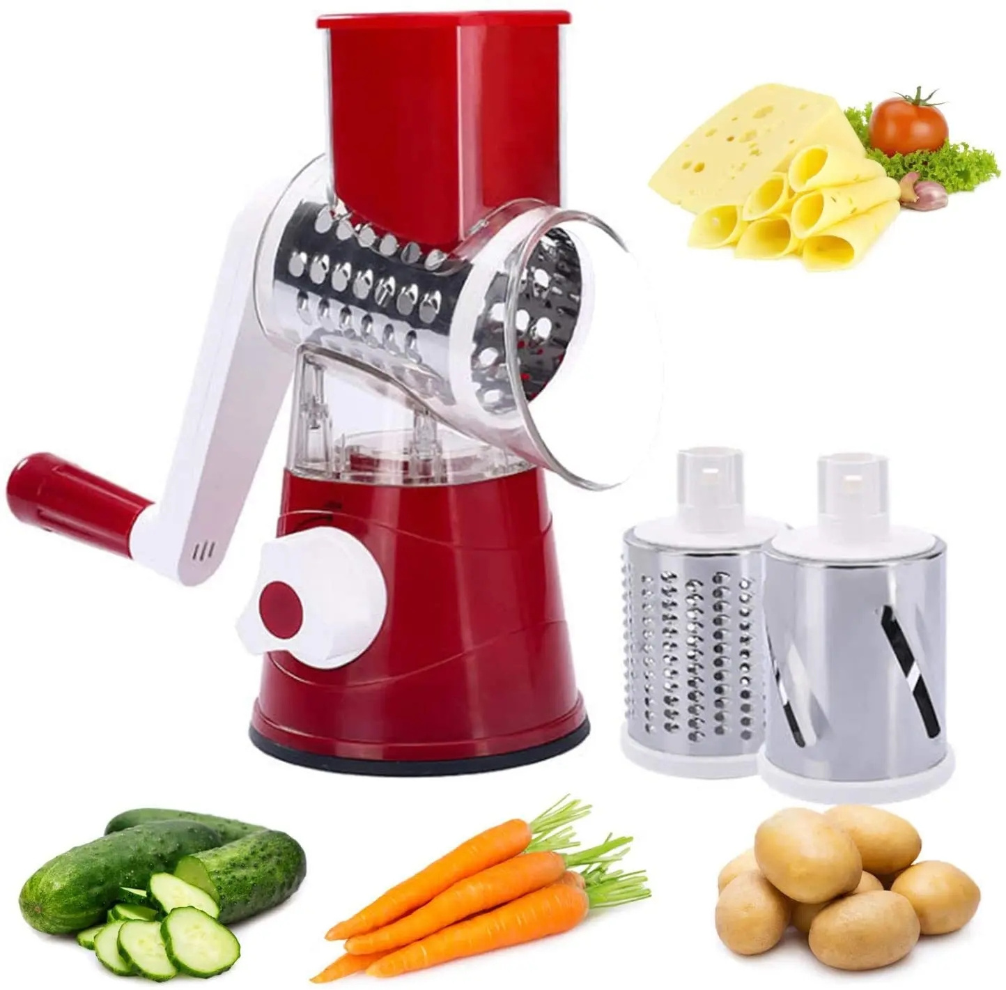 Spiral Slicer Drum Grater Fast Fruit Cutter Cheese Grater Manual Hand Speedy Safe Vegetables Chopper