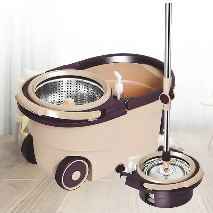 New Design Stainless Steel Telescopic Bathroom floor Wet Dry Handle 360 Rotating Magic Mop Bucket With Wheels