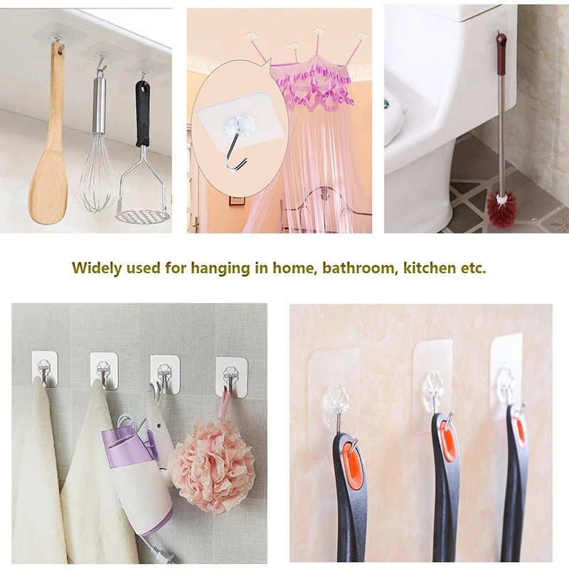 Transparent Bathroom Self Adhesive Door Wall Hook Suction Hook for Kitchen Storage Garlands Towel Hanging Hooks