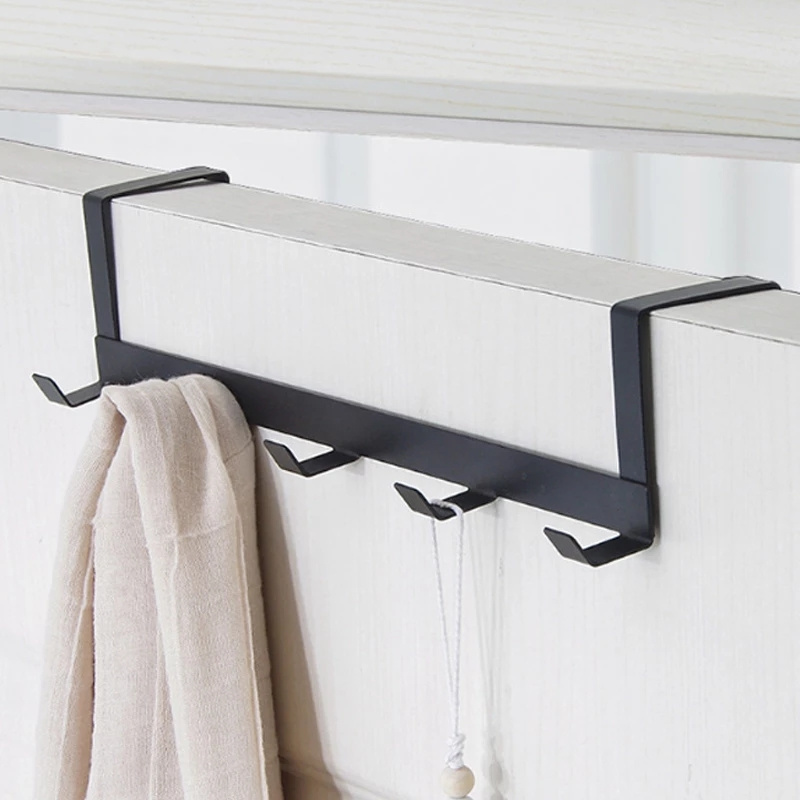 5 Hooks Iron Door Hanger Home Bathroom Organizer Rack Towel Hanger Bathroom Kitchen Accessories Holder Rack