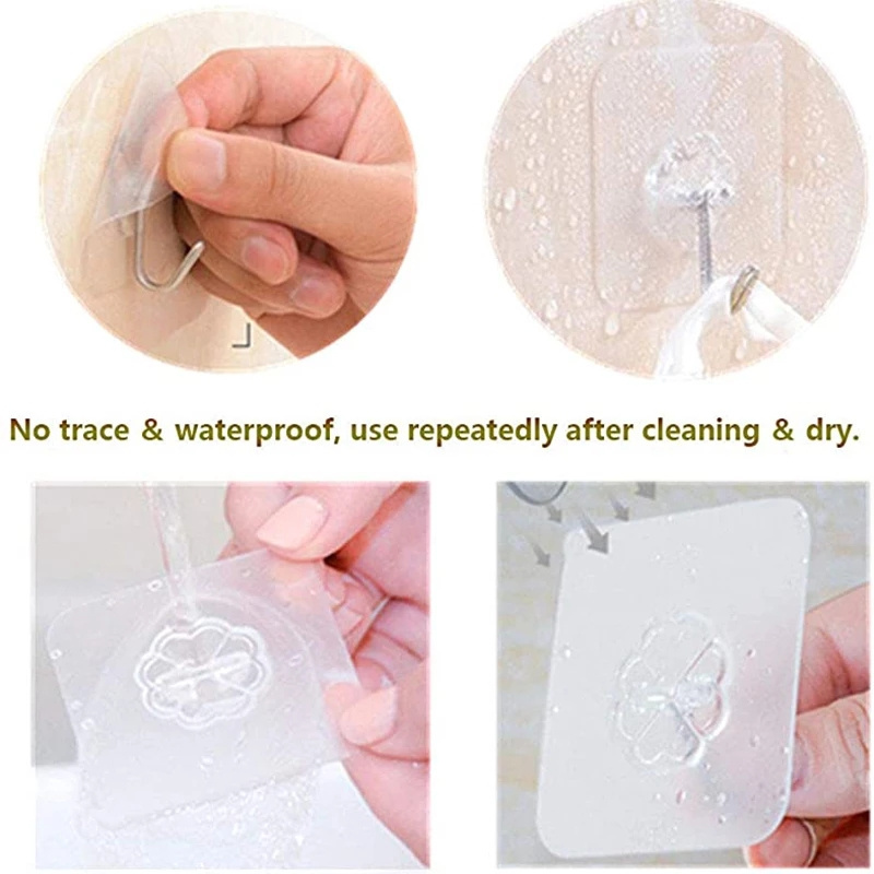 Transparent Bathroom Self Adhesive Door Wall Hook Suction Hook for Kitchen Storage Garlands Towel Hanging Hooks