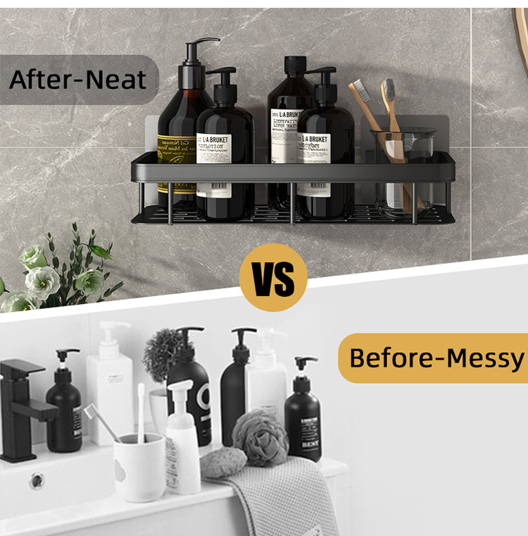 Corner Caddy Holder Adhesive Shower Shelve Rustproof Wall Mounted Stainless Steel Shower Rack Shampoo Organizer for Bathroom