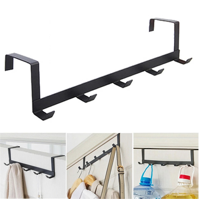 5 Hooks Iron Door Hanger Home Bathroom Organizer Rack Towel Hanger Bathroom Kitchen Accessories Holder Rack