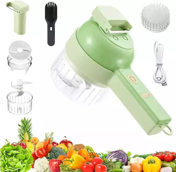 4 in 1 Mini Wireless Garlic Mud Masher Chopper Chili Vegetable Chopper Slicer Handheld Electric Vegetable Cutter