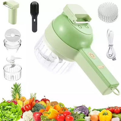 4 in 1 Mini Wireless Garlic Mud Masher Chopper Chili Vegetable Chopper Slicer Handheld Electric Vegetable Cutter