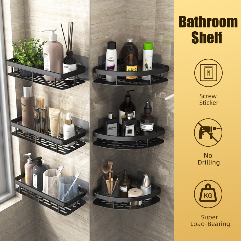 Hot Selling Organizer Wall Shelf Shower Frame Paste Corner Kitchen Storage Corner Bathroom Shelf