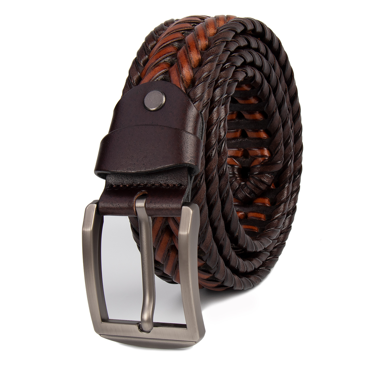 Wholesale Men Genuine Leather Designer Fabric Belt Gold 40mm Pin Buckle Leather Men Weaved Belt