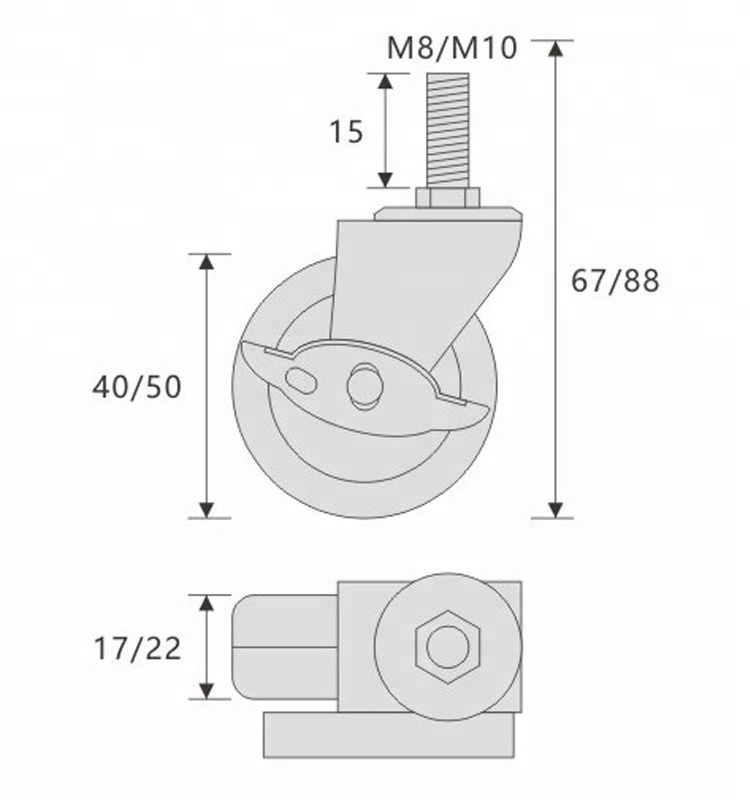 good sales rubber wheel caster with M8/M10 bolt office chair wheel