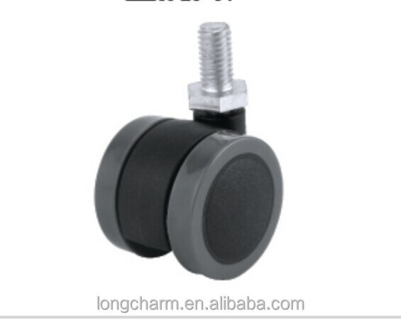 PA+PVC black gray small chair caster 35mm furniture casters wheels with thread from Guangzhou Hardware