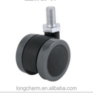 PA+PVC black gray small chair caster 35mm furniture casters wheels with thread from Guangzhou Hardware