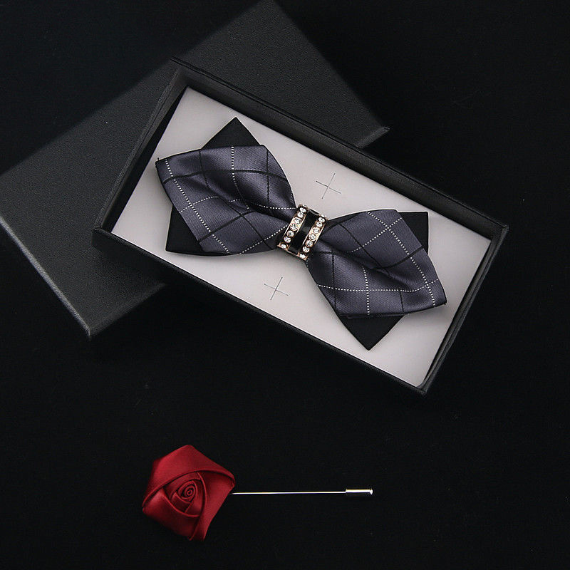 Wholesale Men Bowtie Necktie Handkerchief Clip Set Gift Box Custom Bulk Bow Tie for Wedding