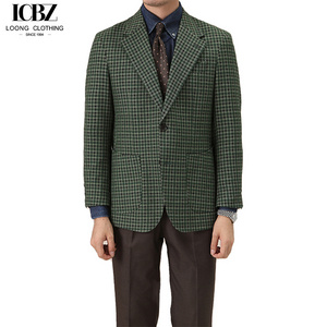 Italian green plaid suit for men fashionable business commuting slim fit no ironing retro single breasted suit