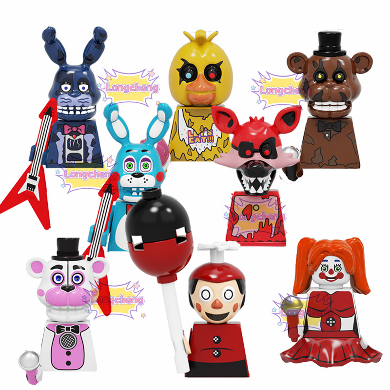 FNAF Five Nights Freddy's Bunny Chica Foxy Spintraft No Face Man Mini Building Block Figure Christmas Plastic Toy Brick KF6121