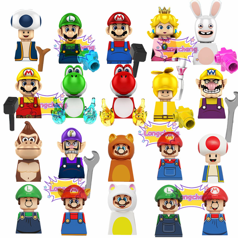 KDL815 KF6186 Hot Super Bros ABS MOC Bricks Mario Inopio Wario Lluigi Koopa Building Block sets Educational Toys for Kids