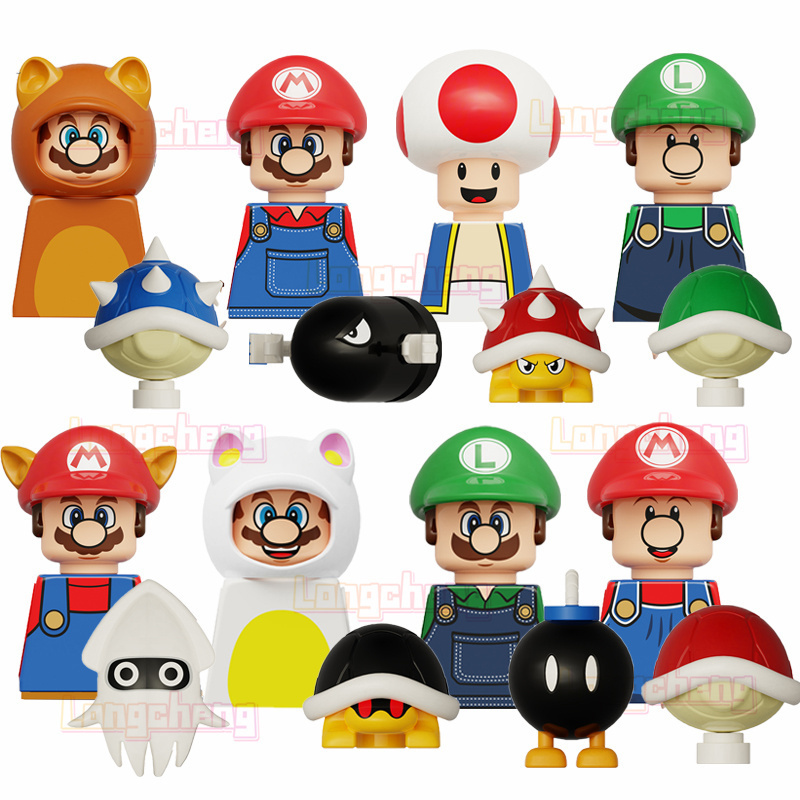 KDL815 KF6186 Hot Super Bros ABS MOC Bricks Mario Inopio Wario Lluigi Koopa Building Block sets Educational Toys for Kids