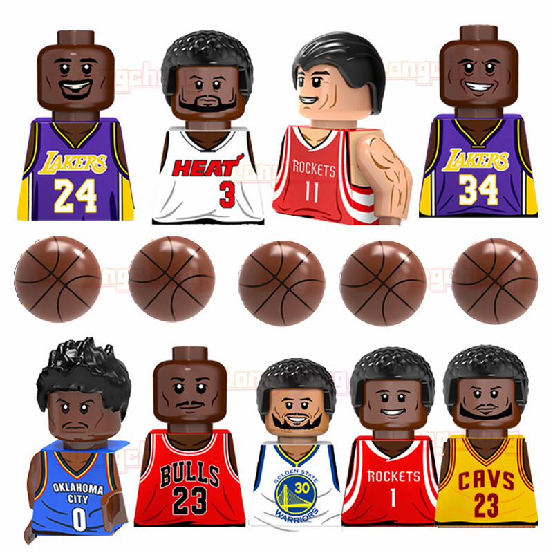 Hot Sale Bricks Famous Basketball Super Sports Stars Mini Educational Building Blocks Pop Action Bricks Kids Toys KT1021