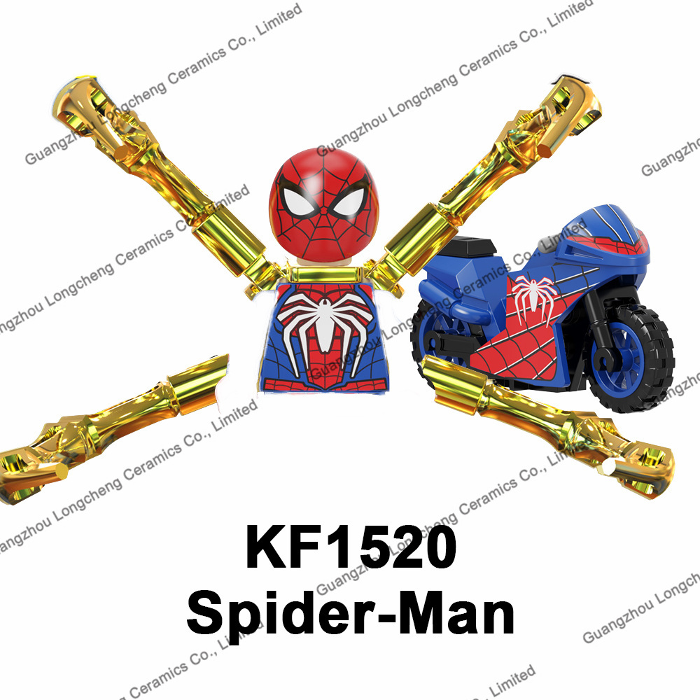 Movie Super Heroes Spider With Motorcycle Man Mini Assembled Building Blocks Action Figures  Children's DIY Toys Juguetes KF6137