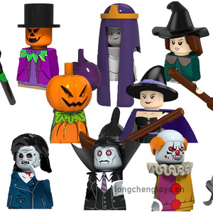 Halloween Horror Series Wedding ghost Scarecrow Zombies Pumpkin Man Witch Vampire Building Blocks Figures Children Toys  PG8171