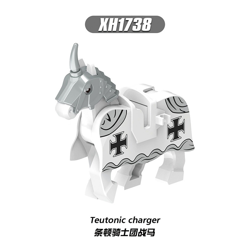 X0317 Medieval Soldier War Hospital Horse Knights Charger Templar Building Block Figures Bricks ABS Plastic Children's Toys