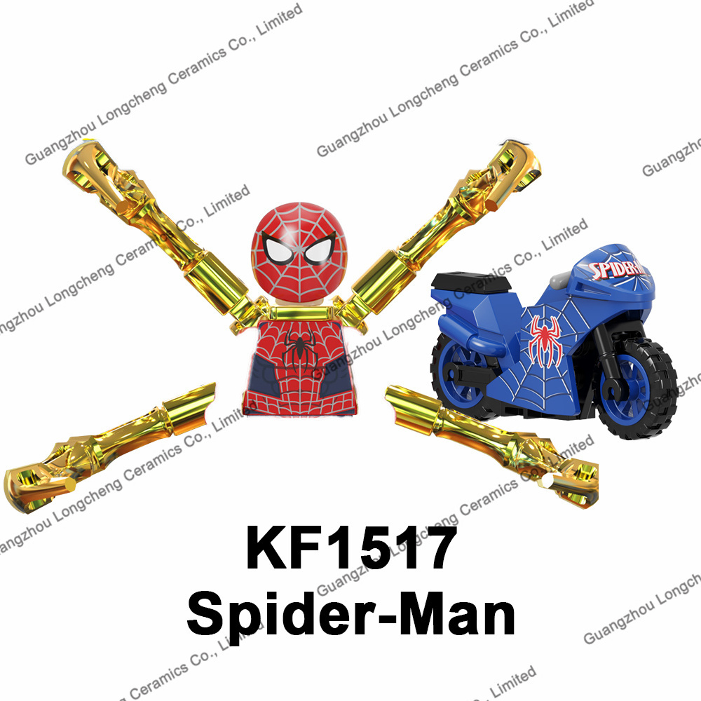 Movie Super Heroes Spider With Motorcycle Man Mini Assembled Building Blocks Action Figures  Children's DIY Toys Juguetes KF6137